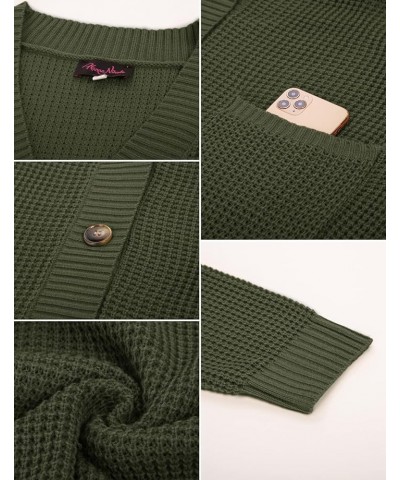 Women's Button Down Cardigans Plus Size Long Sleeve Open Front Knit Sweater Outerwear Army Green $22.54 Sweaters