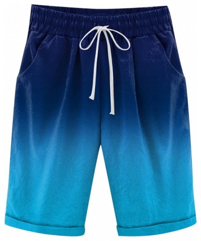 Bermuda Shorts for Women Knee Length Long Cotton Sweat Knit Shorts Pull On Walking Lounge Shorts with Pocket Z3-blue $11.96 A...