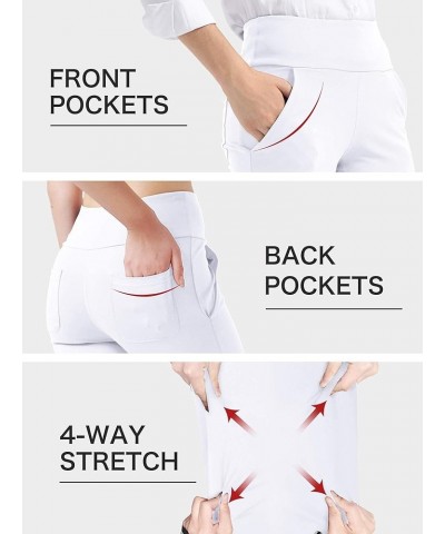 Women's High Waisted Boot Cut Yoga Pants 4 Pockets Workout Pants Tummy Control Women Bootleg Work Pants Dress Pants White $16...