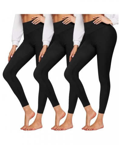 3 Pack High Waisted Leggings for Women No See-Through Soft Athletic Tummy Control Pants for Running Yoga Workout 02-3 Pack Bl...