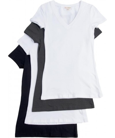 4 Pack Zenana Women's Basic V-Neck T-Shirts Black, Charcoal, White, White $12.42 T-Shirts