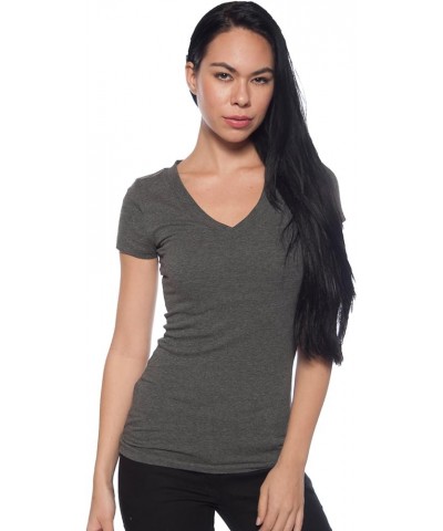 4 Pack Zenana Women's Basic V-Neck T-Shirts Black, Charcoal, White, White $12.42 T-Shirts