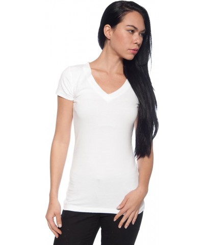 4 Pack Zenana Women's Basic V-Neck T-Shirts Black, Charcoal, White, White $12.42 T-Shirts