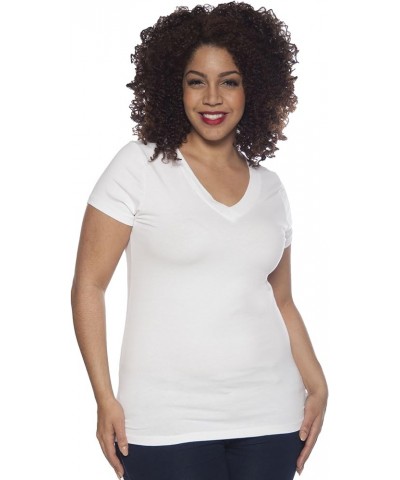 4 Pack Zenana Women's Basic V-Neck T-Shirts Black, Charcoal, White, White $12.42 T-Shirts