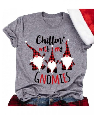 Christmas Shirt Women Cute Plaid Graphic Tee Shirts Short Sleeve Merry Christmas Tshirt Xmas Holiday Tee Shirts Grey $11.75 T...