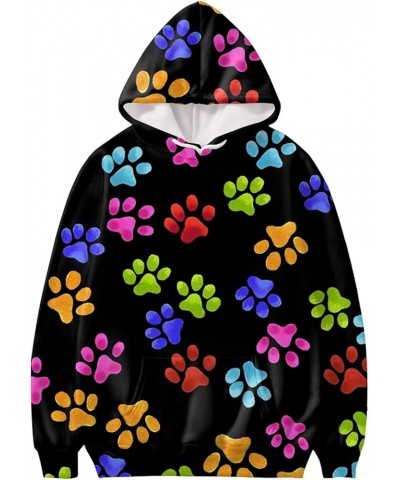 Hoody Drawstring Sweatshirts and Hoodies for Women Teenagers Size XS-6XL Colorful Dog Paw $13.60 Hoodies & Sweatshirts