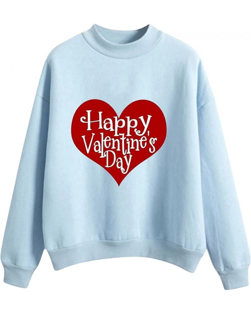 Women Valentine's Day Printing Sweatshirt Crewneck Sweatshirts,Knit Tops,Sweater Christmas,Ugly Plus Size Hoodiess A9-blue $3...