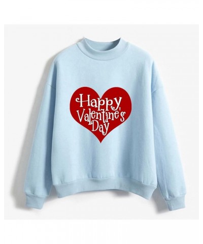 Women Valentine's Day Printing Sweatshirt Crewneck Sweatshirts,Knit Tops,Sweater Christmas,Ugly Plus Size Hoodiess A9-blue $3...