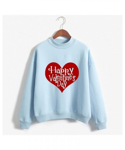 Women Valentine's Day Printing Sweatshirt Crewneck Sweatshirts,Knit Tops,Sweater Christmas,Ugly Plus Size Hoodiess A9-blue $3...