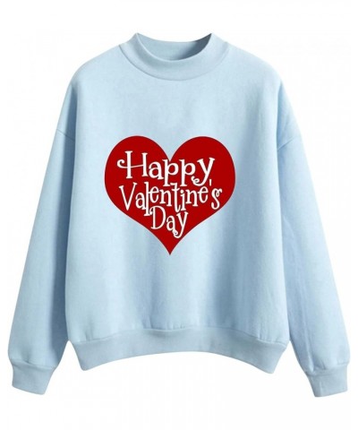 Women Valentine's Day Printing Sweatshirt Crewneck Sweatshirts,Knit Tops,Sweater Christmas,Ugly Plus Size Hoodiess A9-blue $3...