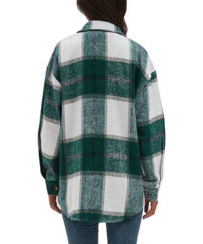 Women's Casual Flannel Plaid Shacket Button Down Long Sleeve Shirt Jacket Coats with Pockets 7121 Green $23.03 Blouses