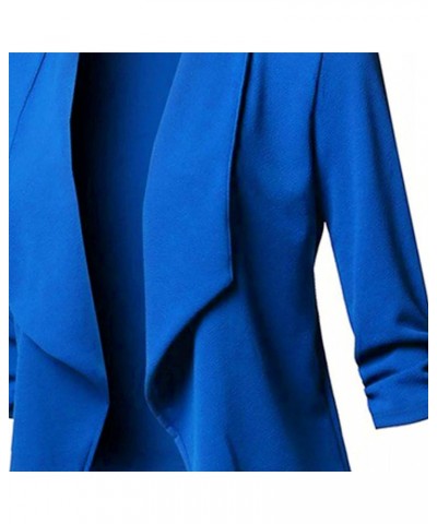 Womens Slim Fit Peplum Blazer Jacket Crop Frill Long Sleeve Buttons Work Office Suit Coat A Blue $14.07 Blazers