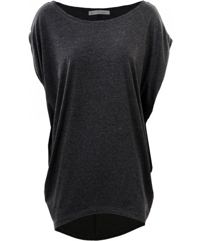 Womens Summer Casual Crew Neck T Shirts Sexy One Shoulder Off Batwing Oversized Blouse Tops Dark Gray $12.71 Blouses