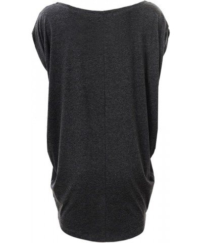 Womens Summer Casual Crew Neck T Shirts Sexy One Shoulder Off Batwing Oversized Blouse Tops Dark Gray $12.71 Blouses