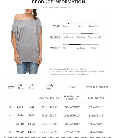 Womens Summer Casual Crew Neck T Shirts Sexy One Shoulder Off Batwing Oversized Blouse Tops Dark Gray $12.71 Blouses