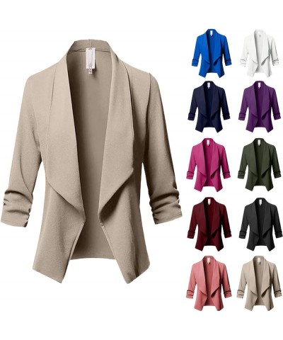 Womens Slim Fit Peplum Blazer Jacket Crop Frill Long Sleeve Buttons Work Office Suit Coat A Blue $14.07 Blazers