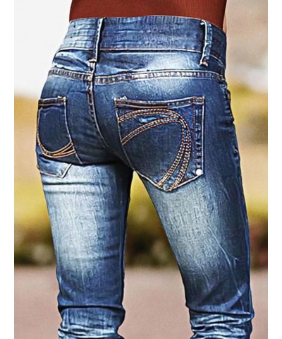 Jeans Women Ripped Bootcut Stretch Jeans Button Up Trendy 2024 Mid Denim Blue $24.64 Jeans