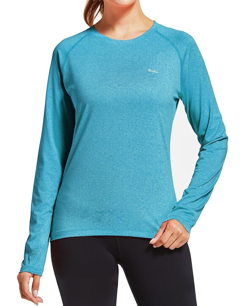 Women's UPF 50+ Sun Protection Shirt Long Sleeve SPF UV Shirt Rash Guard Swim Hiking Fishing Tops Lightweight Heather Teal $1...