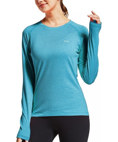 Women's UPF 50+ Sun Protection Shirt Long Sleeve SPF UV Shirt Rash Guard Swim Hiking Fishing Tops Lightweight Heather Teal $1...