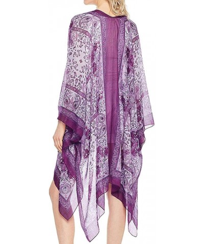 Women Summer Bikini Kimono Bathing Suit Cover Ups for Swimwear B Purple Paisley $13.31 Swimsuits