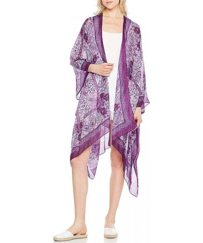 Women Summer Bikini Kimono Bathing Suit Cover Ups for Swimwear B Purple Paisley $13.31 Swimsuits