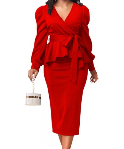 Church Dresses for Women Elegant Sexy Business Outfits for Women Solid Color Pencil Dress for Women Aa-red $21.27 Dresses