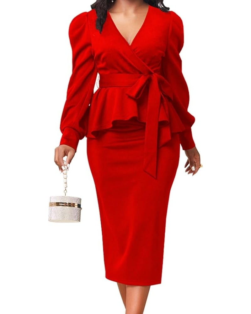 Church Dresses for Women Elegant Sexy Business Outfits for Women Solid Color Pencil Dress for Women Aa-red $21.27 Dresses