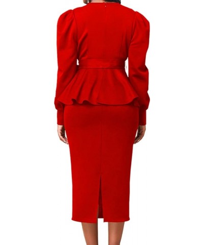 Church Dresses for Women Elegant Sexy Business Outfits for Women Solid Color Pencil Dress for Women Aa-red $21.27 Dresses