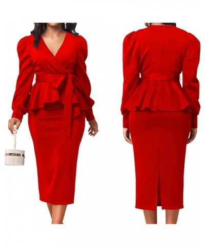 Church Dresses for Women Elegant Sexy Business Outfits for Women Solid Color Pencil Dress for Women Aa-red $21.27 Dresses