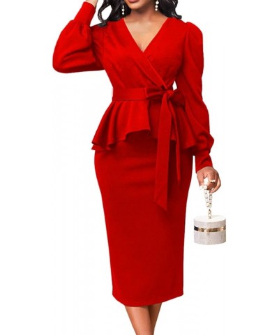 Church Dresses for Women Elegant Sexy Business Outfits for Women Solid Color Pencil Dress for Women Aa-red $21.27 Dresses