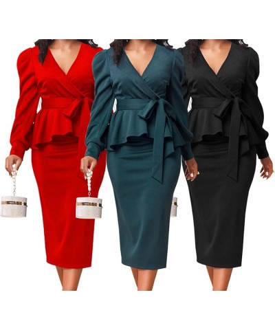 Church Dresses for Women Elegant Sexy Business Outfits for Women Solid Color Pencil Dress for Women Aa-red $21.27 Dresses