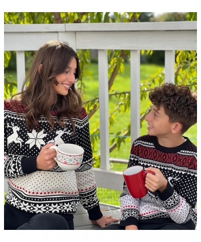 Family Christmas Sweater Snowflake Reindeer Pattern Long Sleeve Crew Neck Xmas Holiday Pullover Knitwear Women Black-2 $8.69 ...