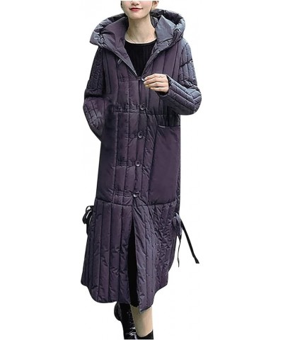 Women's Coats Long Puffer Coat Fashion Winter Slim Mid-Length Thickening Warm Cotton Jacket Pea Coats, M-4XL 2-purple $21.16 ...