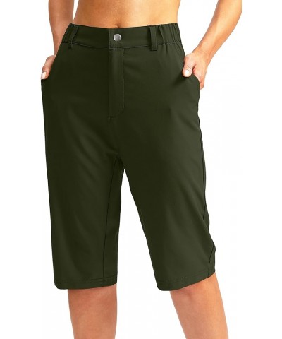 Women's Long Hiking Cargo Shorts 13" Knee Length Lightweight Quick Dry Bermuda Shorts for Women with 5 Pockets Olive $17.15 S...