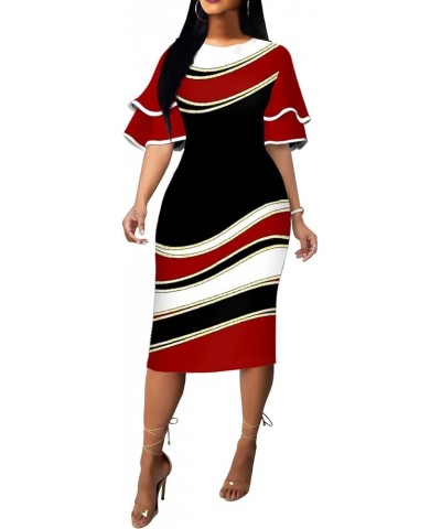 Pencil Dress for Women Business Elegant Ruffle Sleeve Bodycon Church Dresses Wear to Work Zipper A Black $22.12 Dresses