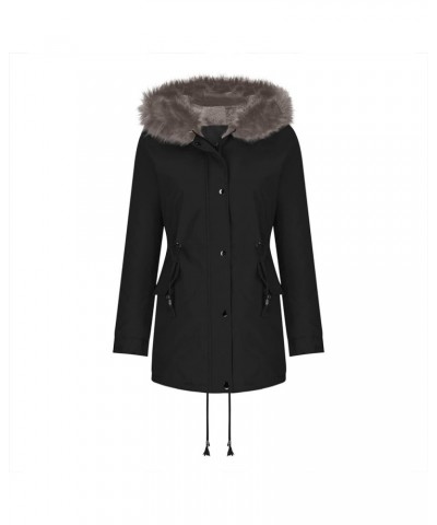 Winter Coats for Women 2023 Trendy Thicken Fleece Lined Parkas Anoraks Warm Cotton Jacket Coats with Faux Fur Hood 03-black $...