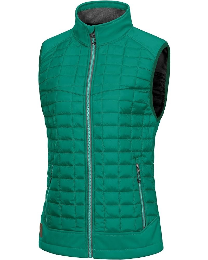 Women's Lightweight Puffer Vest, Warm Outdoor Sleeveless Jacket for Hiking Travel Running Golf Green $19.60 Vests