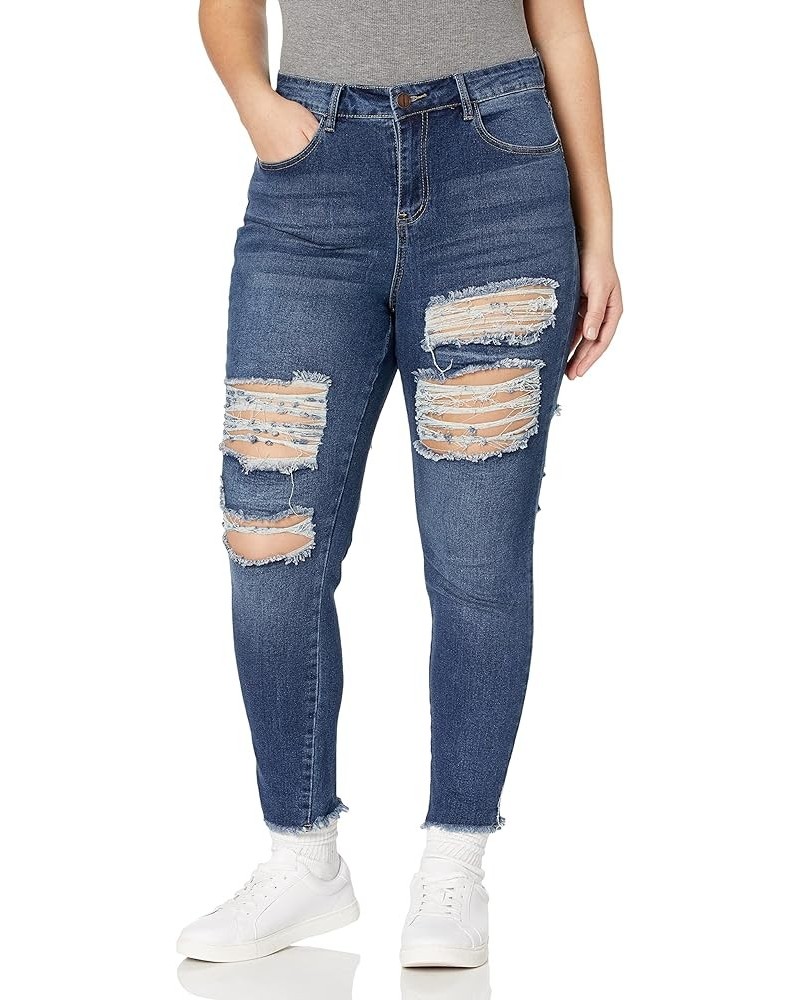 Women's Size Dark Wash Junior Plus Destructed Skinny Timber $10.33 Jeans