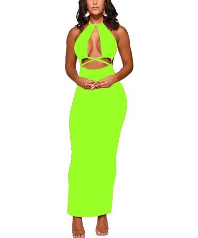 Women's Sexy Two-Piece Maxi Dress Halter Floral Printed V Neck Sleeveless Summer Beach Party Clubwear Solid Green $17.58 Dresses