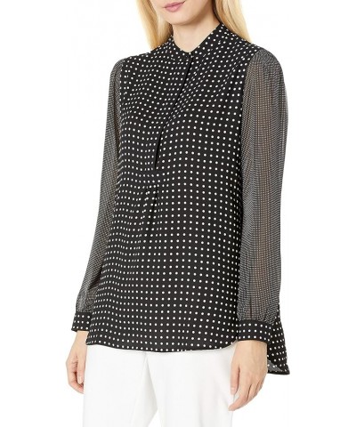 Women's Dot Print Long Sleeve Blouse Black/White $30.02 Blouses