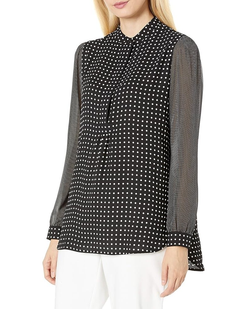 Women's Dot Print Long Sleeve Blouse Black/White $30.02 Blouses