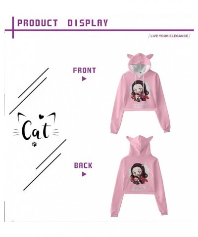 Women Girls Anime Slayer Kimetsu no Yaiba Cute Cat Ear Hoodie Crop Top Pullover Sweatshirt Black17 $12.53 Hoodies & Sweatshirts