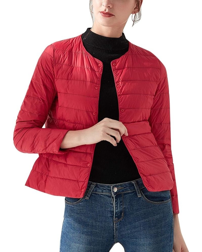 Women's Ultra Light Packable Down Jacket Puffer Coat Red $19.26 Jackets