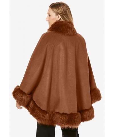 Women's Plus Size Faux Fur Trim Wool Cape Cognac $59.16 Coats