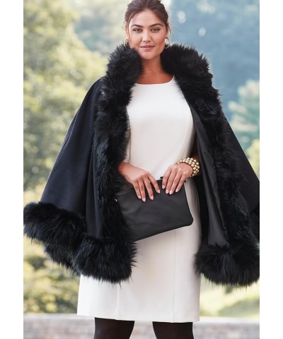 Women's Plus Size Faux Fur Trim Wool Cape Cognac $59.16 Coats