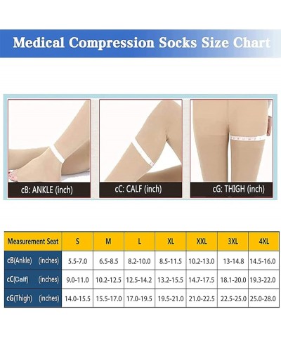 Thigh High 20-32 mmHg Compression Stocking Toeless Compression Socks for women & men circulation with Silicone Dot Band Beige...