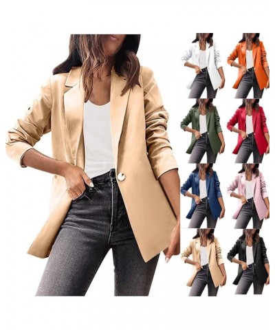 Solid Color Blazers Women Fitted Coats Elegant Office Work Blazer Jackets Long Sleeve Button Down Shirts Spring Outwear White...