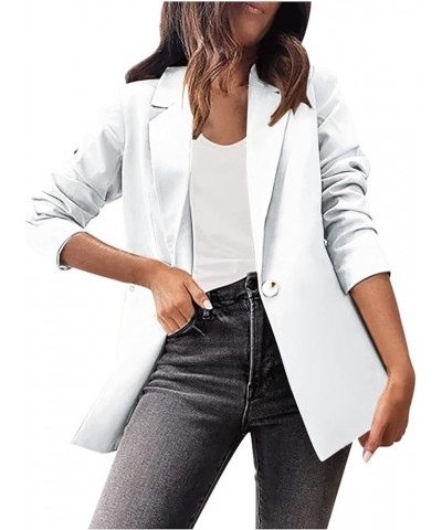 Solid Color Blazers Women Fitted Coats Elegant Office Work Blazer Jackets Long Sleeve Button Down Shirts Spring Outwear White...