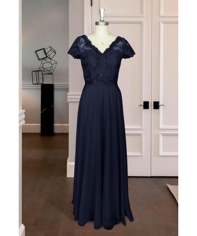 Lace Appliques Mother of The Bride Dresses Long Chiffon A line Short Sleeves Wedding Party Gowns for Women Peacock $32.25 Dre...