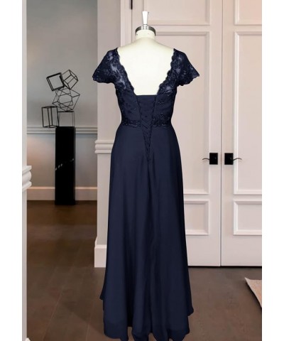 Lace Appliques Mother of The Bride Dresses Long Chiffon A line Short Sleeves Wedding Party Gowns for Women Peacock $32.25 Dre...